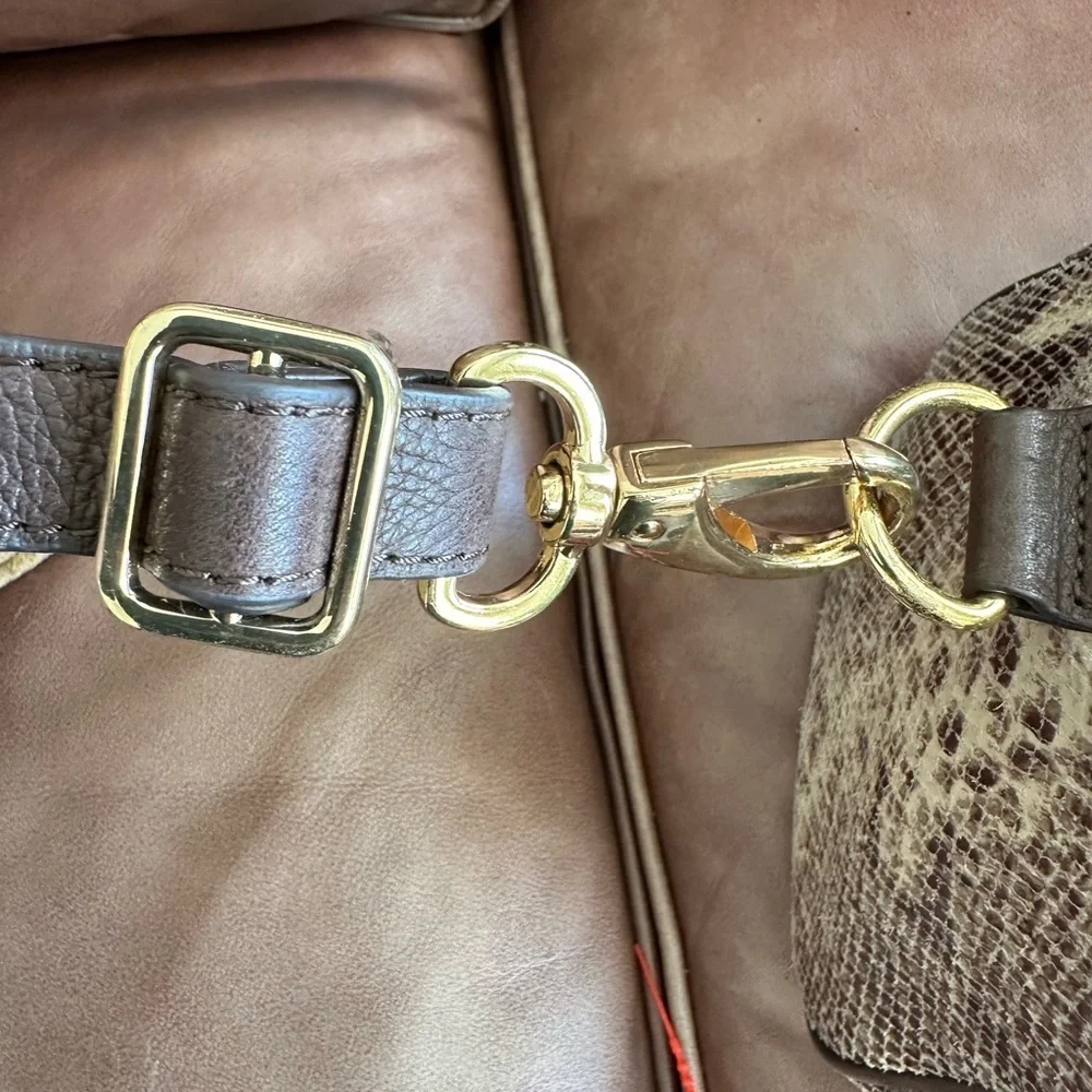Cynthia Rowley Embossed Snake Boston Bag Fully Authenticated Gold Hardware EUC